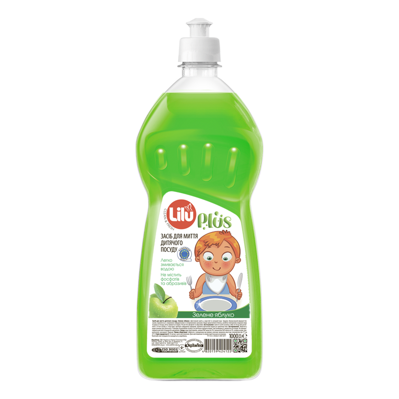 Засіб для миття дитячого посуду Lilu Plus "Зелене яблуко"